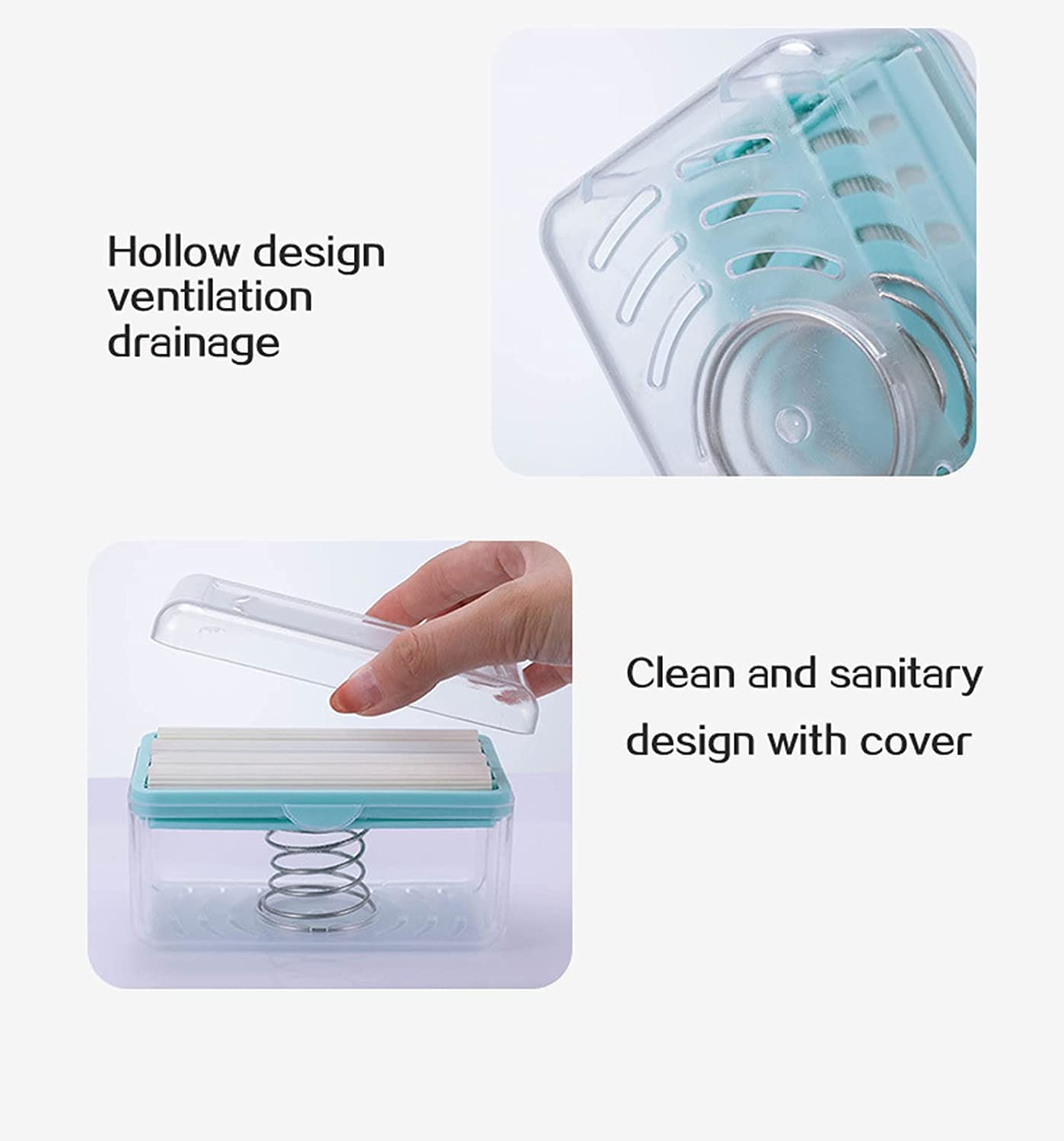 2-in-1 soap dispenser with dish, portable, roller and drain holes for foaming soap.