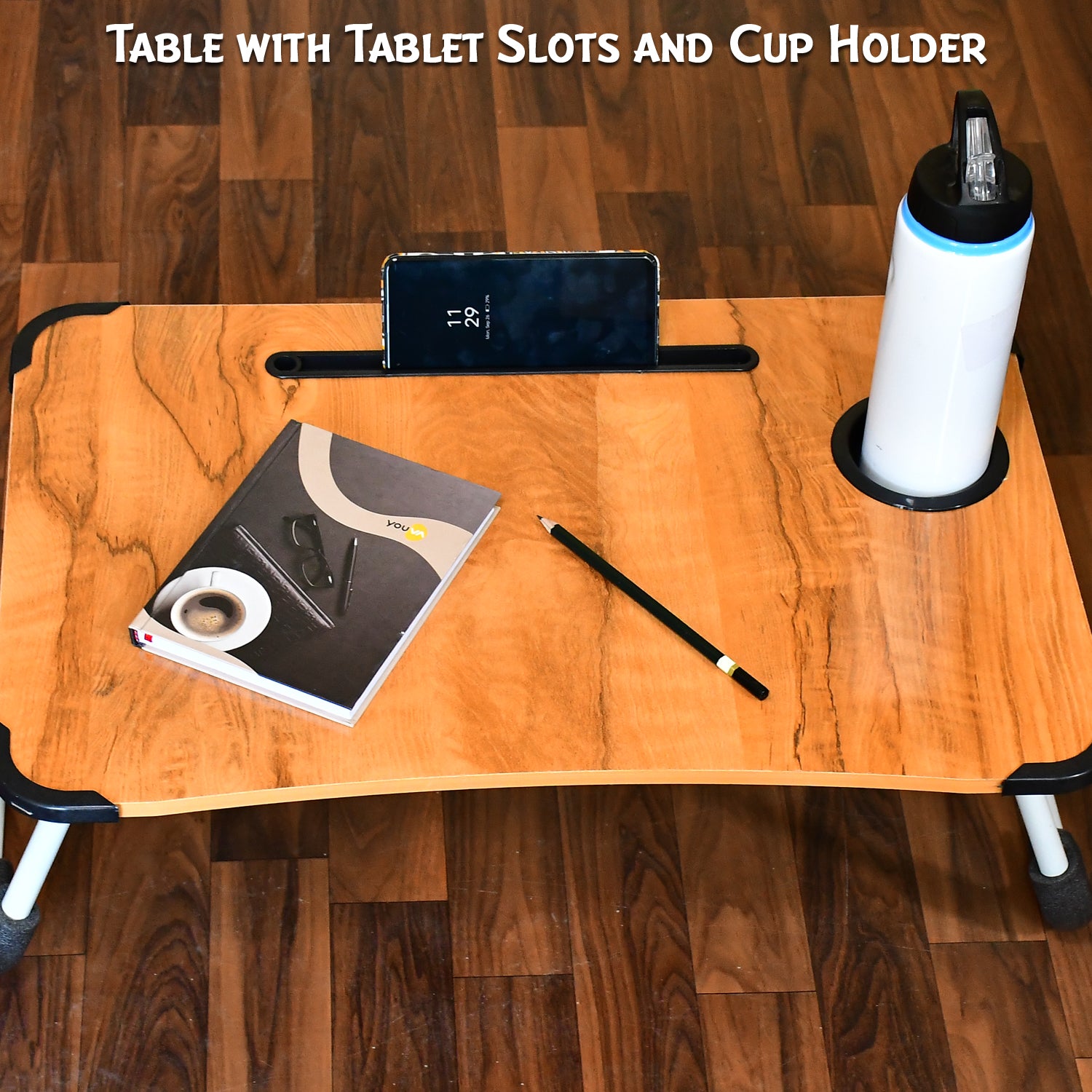 4990 Laptop Table Foldable Portable Notebook Bed Lap Desk Tray Stand Reading Holder With Coffee Cup Slot For Breakfast Reading  Movie Watching.