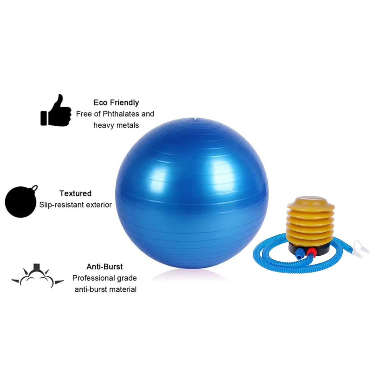 Heavy Duty Gym Ball Non-Slip Stability Ball with Foot Pump for Total Body Fitness