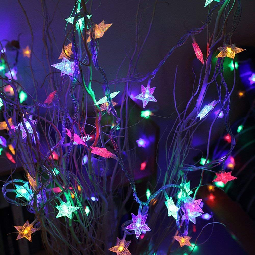 28 LED / Star 3.9 Meter Star Shape Led Light Battery Operated with Flashing Modes for Home Decoration, Kids Room, Waterproof Diwali &amp; Wedding LED Christmas Light Indoor and Outdoor Light ,Festival Decoration (Multicolor Battery Not Included 3.9Mtr)