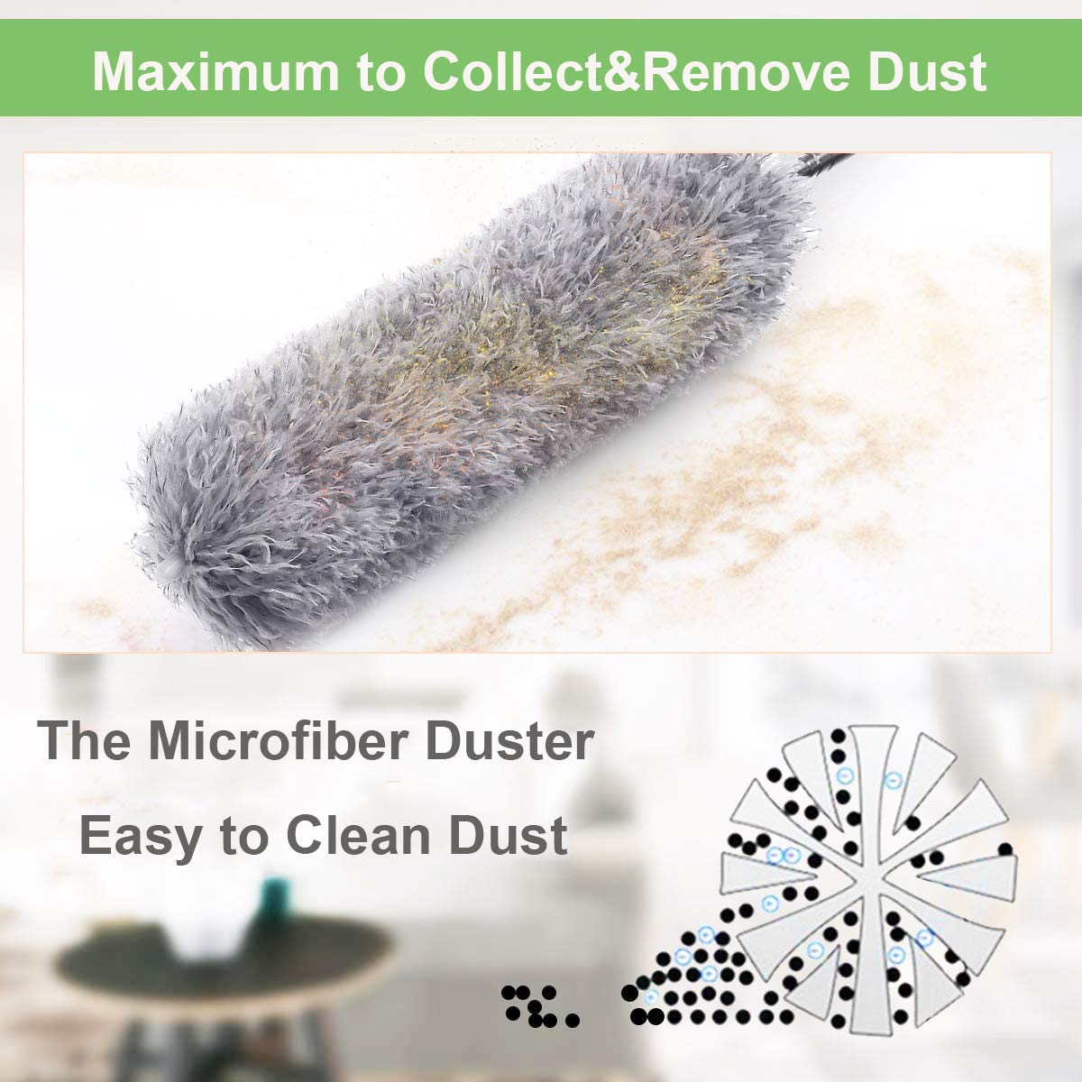 Microfiber Dusters for Cleaning, Telescoping Feather Duster with 100 inches Extendable Handle Pole, Dusting Cleaning Tools for Cleaning High Ceiling, Ceiling Fan, Blinds, Cobwebs, Furniture, Cars