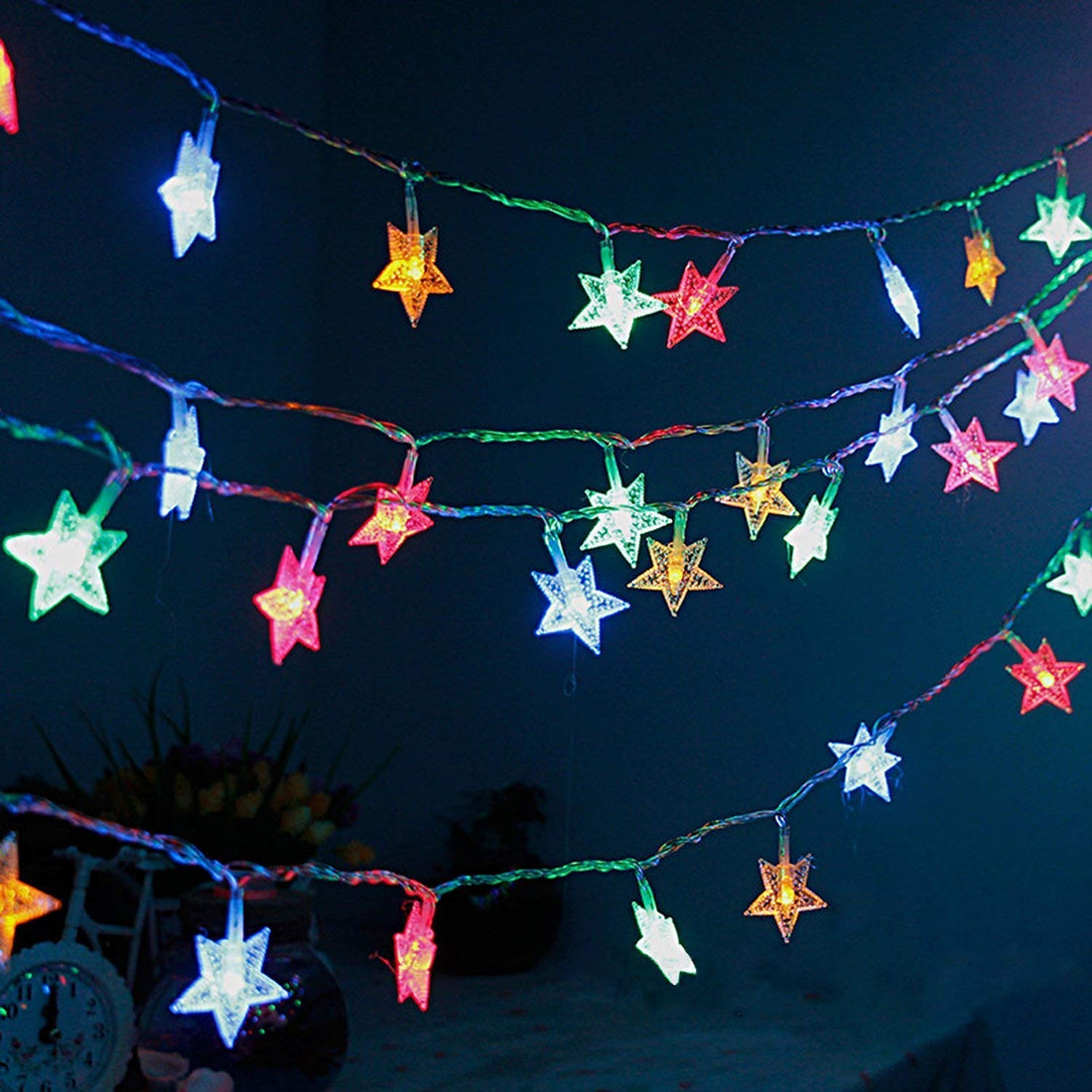 28 LED / Star 3.9 Meter Star Shape Led Light Battery Operated with Flashing Modes for Home Decoration, Kids Room, Waterproof Diwali &amp; Wedding LED Christmas Light Indoor and Outdoor Light ,Festival Decoration (Multicolor Battery Not Included 3.9Mtr)