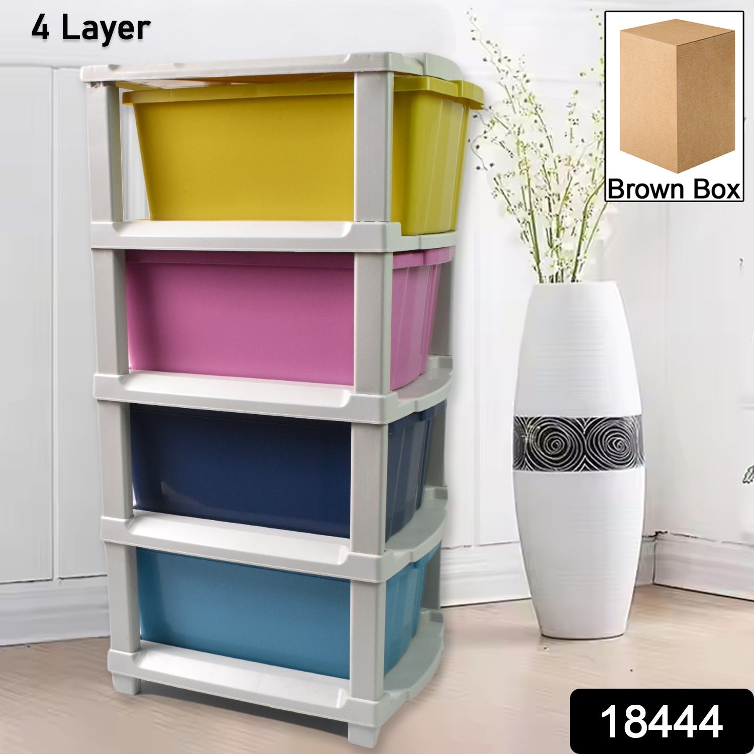 4-Layer Plastic Drawer Storage Organizer, Multi-Purpose Cabinet (1 Pc)