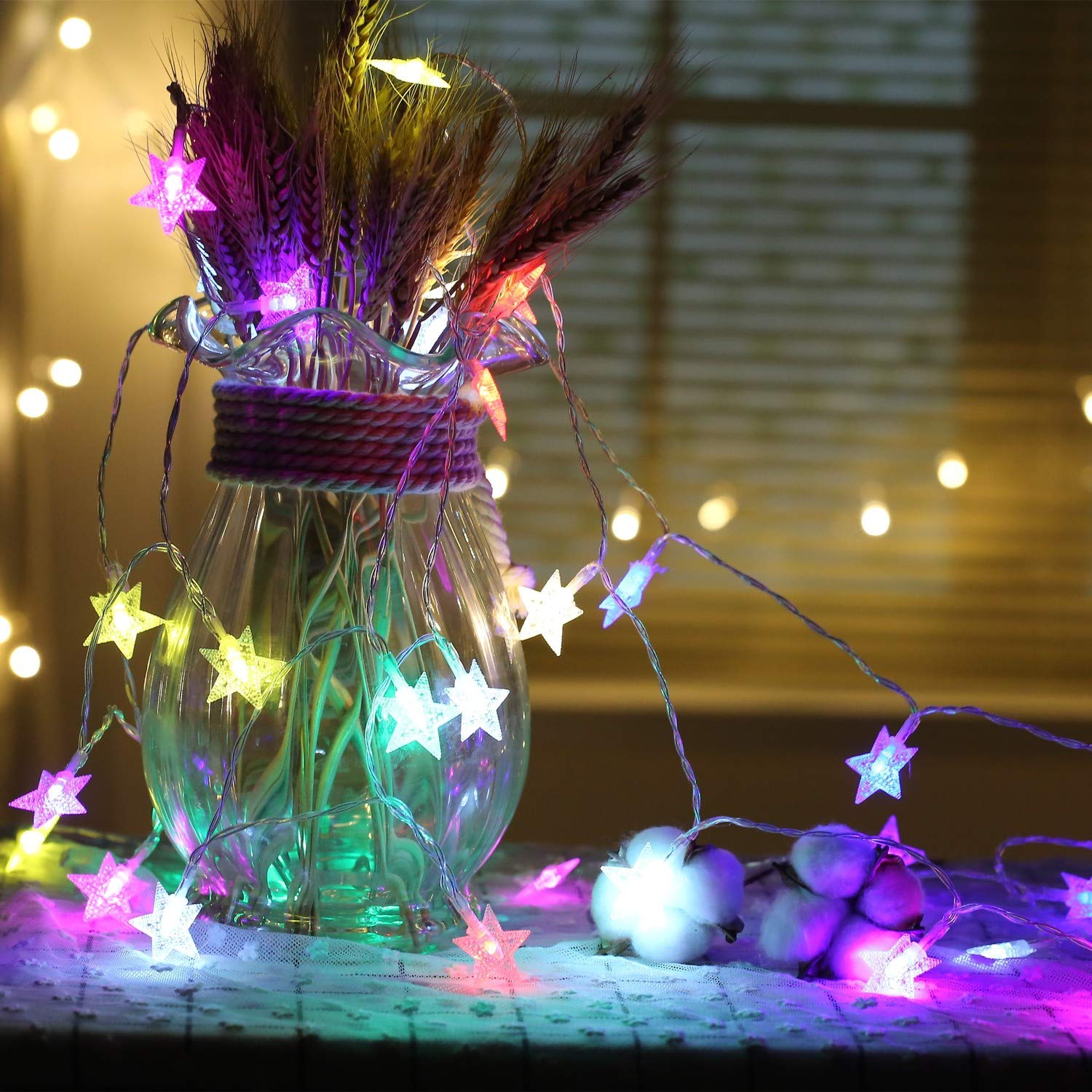 28 LED / Star 3.9 Meter Star Shape Led Light Battery Operated with Flashing Modes for Home Decoration, Kids Room, Waterproof Diwali &amp; Wedding LED Christmas Light Indoor and Outdoor Light ,Festival Decoration (Multicolor Battery Not Included 3.9Mtr)