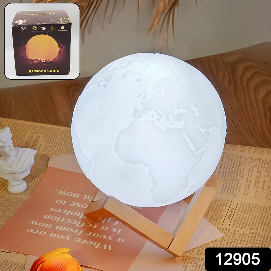 3D Moon Night Lamp with Stand