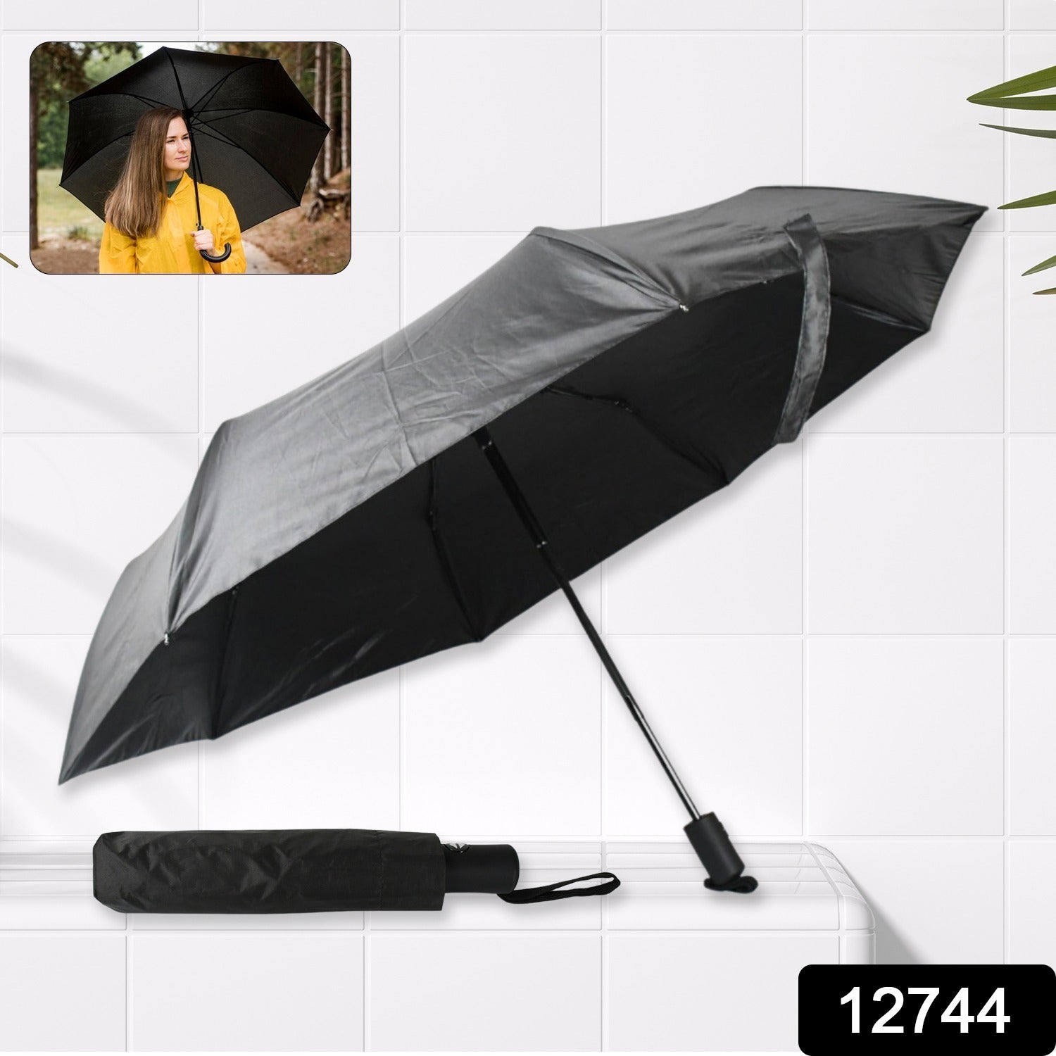 2 Fold Manual Open Umbrella| Windproof, Sunproof &amp; Rainproof with Sturdy Steel Shaft &amp; Wrist Straps | Easy to Hold &amp; Carry | Umbrella for Women, Men &amp; Kids