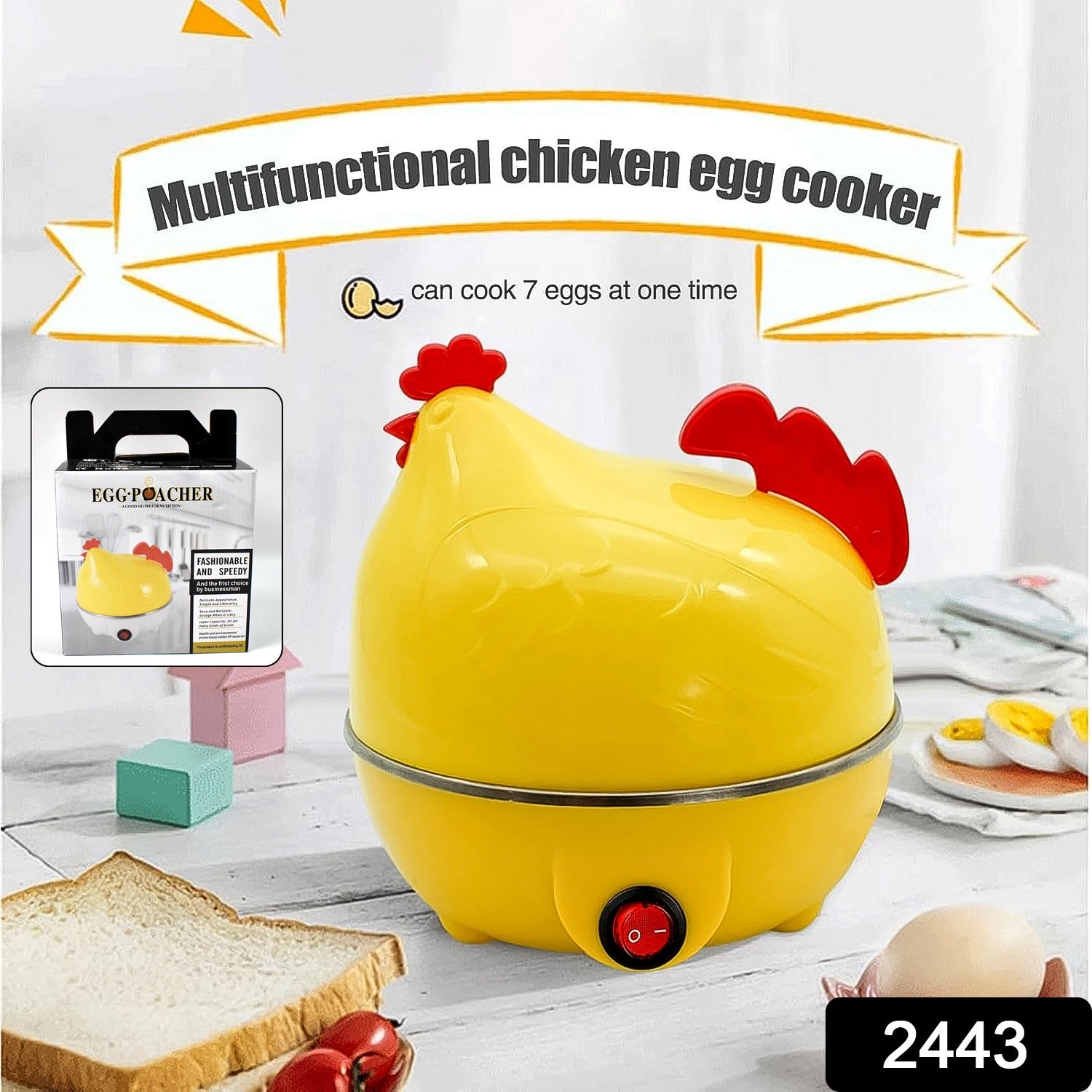 Electric Egg Boiler Chicken Shaped Egg Kettle  Cooker (1 Pc)