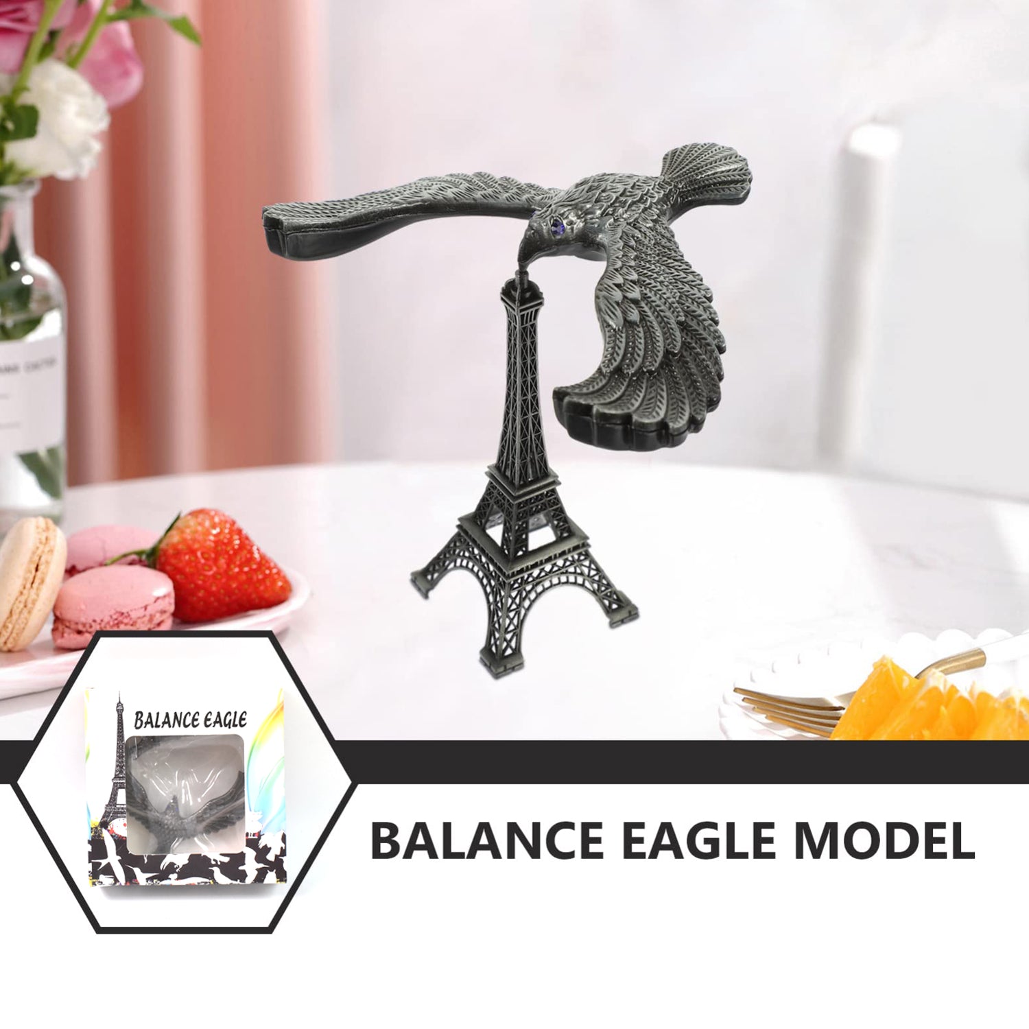 Balancing Bird Metal Eiffel Tower Statue Balance Eagle Toy (1 Set)