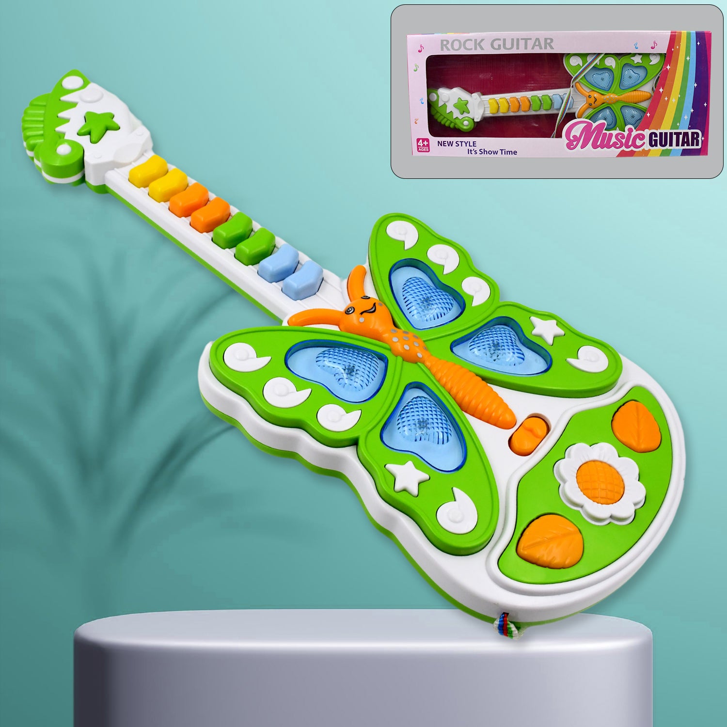 Butterfly Guitar Toy With Light And Music Toy (1 Pc  Battery Not Included)