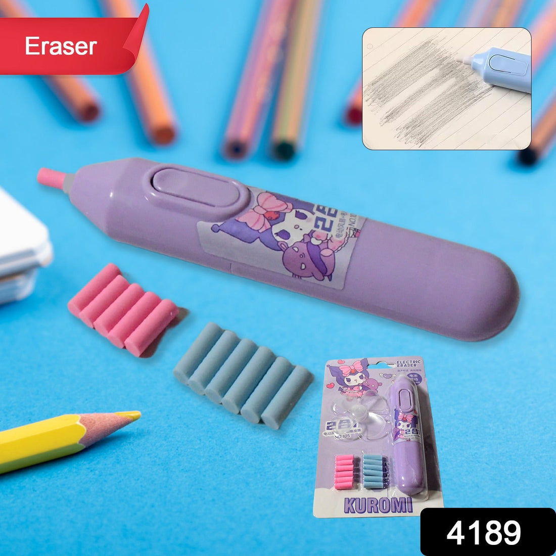 Electric Eraser Kit Automatic Pencil Eraser Battery Operated with 10 Eraser Refills Suitable for use with Graphite Pencils Drawing Painting Sketching Drafting Supplies Stationery Child Gifts (Battery Not Included / Mix Design)