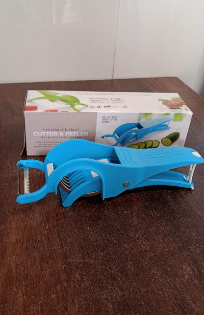 2 in 1 Vegetable &amp;  Fruit Multi Cutter 5 Blade Vegetable Cutter with Peeler (1 Pc / Multicolor)