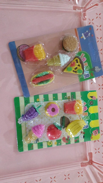 3D Food Fancy &amp; Stylish Colorful Erasers, Mini Eraser Creative Cute Novelty Eraser for Children Different Designs Eraser Set for Return Gift, Birthday Party, School Prize (1 Set / Mix Design &amp; Color)