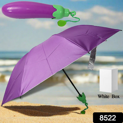 Vegetable shaped Folding Umbrella, Plastic Case Creative Fashion Folding Mini Sun Shade Rain Umbrella, Unique Umbrella, Sun &amp; UV Protection, Cute Design (1 Pc)