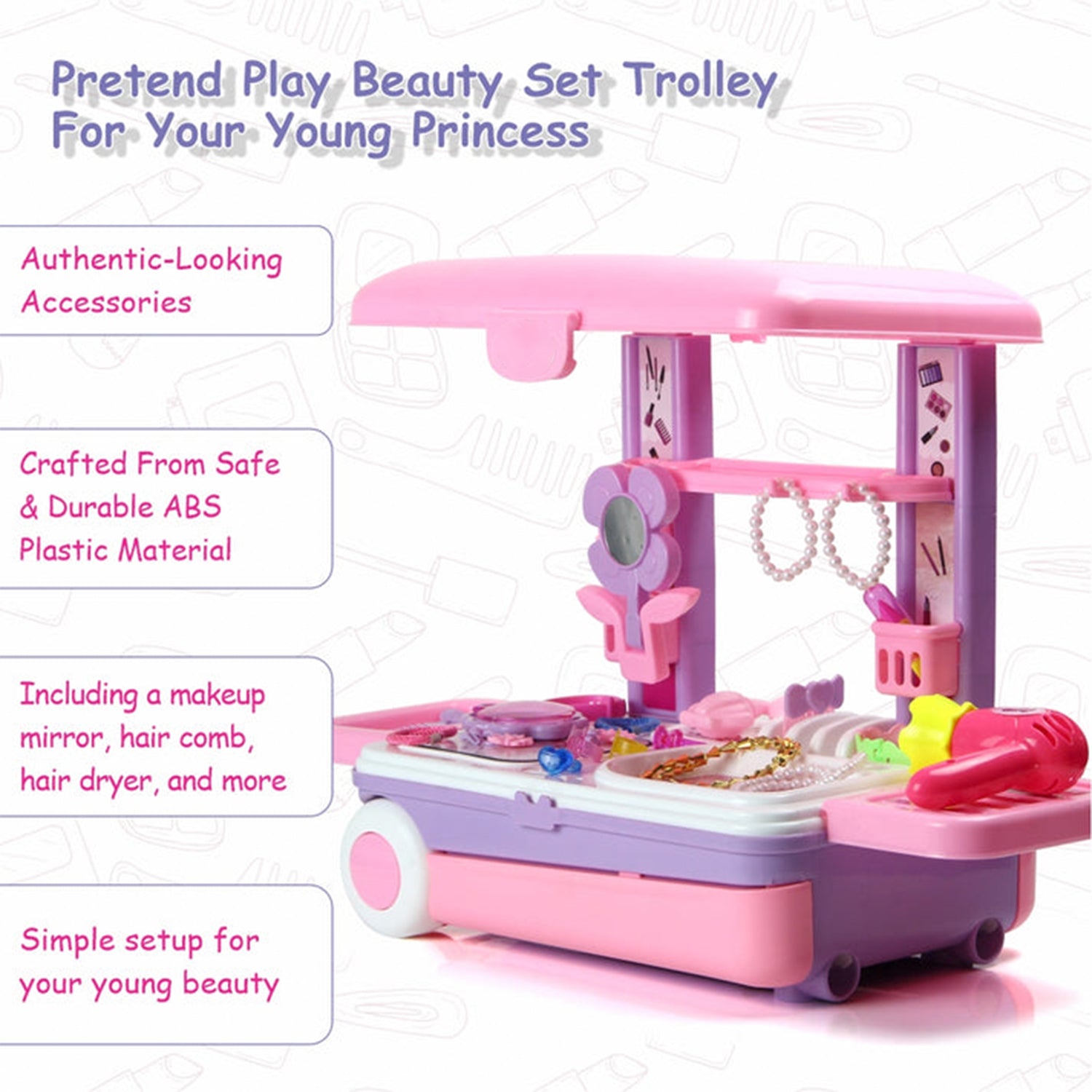 17746 Big Beauty Set Suitcase On Wheel The Ultimate Beauty Set On Wheels For Girls Makeup Kit Is Easy To Clean  Use Portable Beauty Set With 25 Pieces For 3 Years Bis Approved. (Beauty Set Trolley)