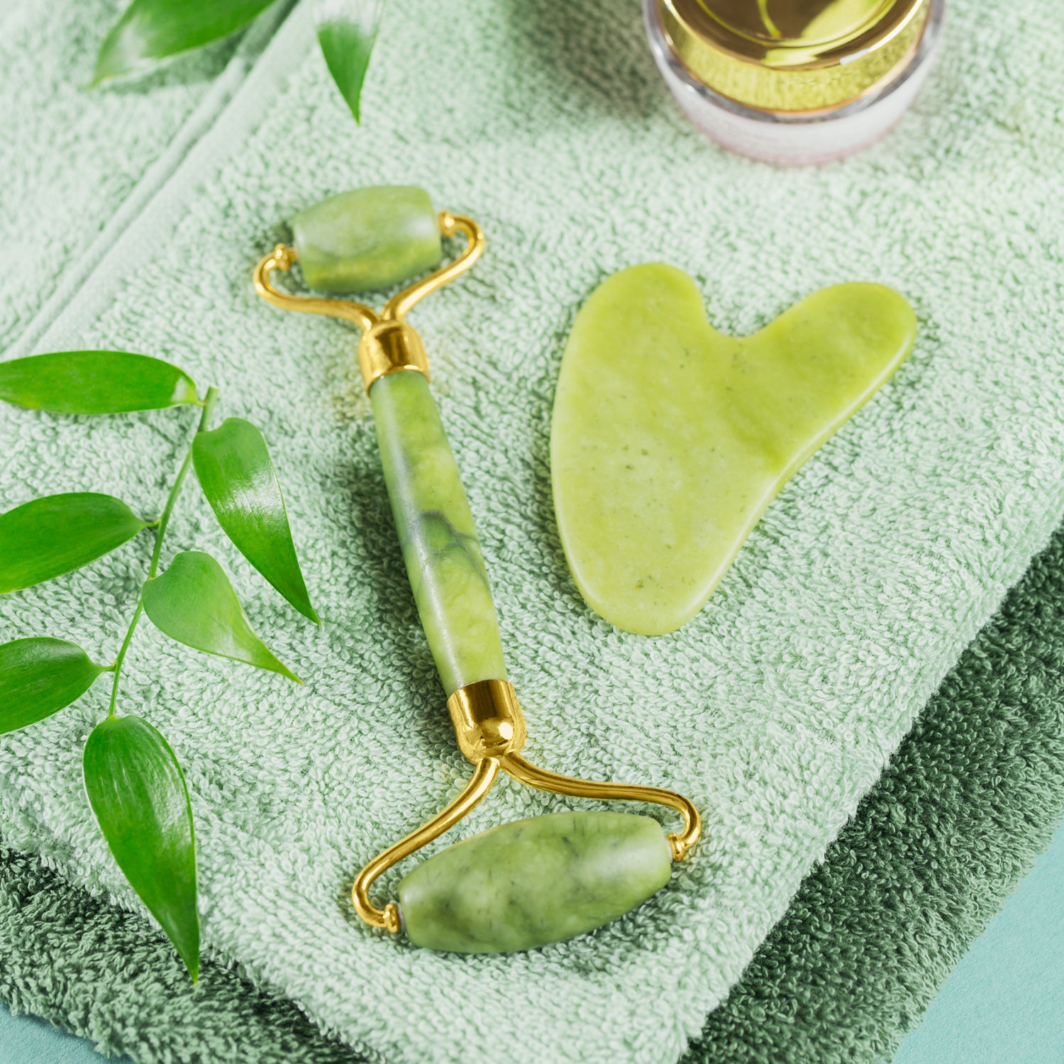 0318 Gua Sha Stone And Anti Aging Jade Roller Massager For Face Massage Natural Face Skincare Massager  Face Roller Massager For Women  Face Shaper Jade Roller And Gua Sha Set For Glowing Skin